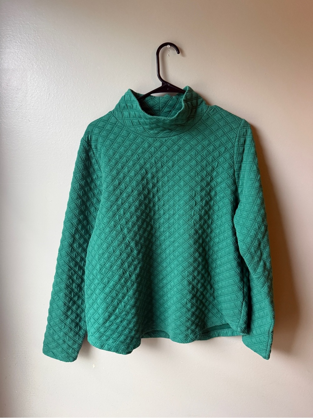 J.Crew Green Quilted Cowl Neck Pullover Sweater Size Large